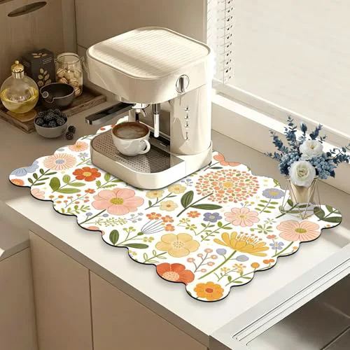 Next-Generation Scalloped Coffee Bar Mat for Countertop First-Class