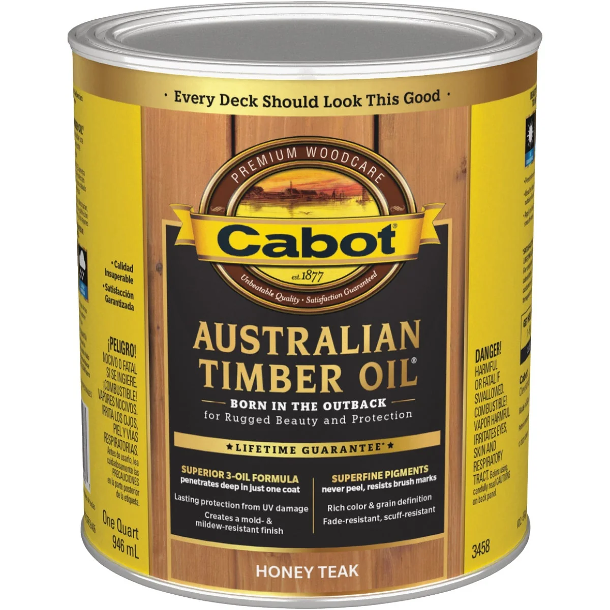 Superior Cabot Australian Timber Oil Translucent Exterior Oil Finish Honey Teak 1 Qt. Genuine