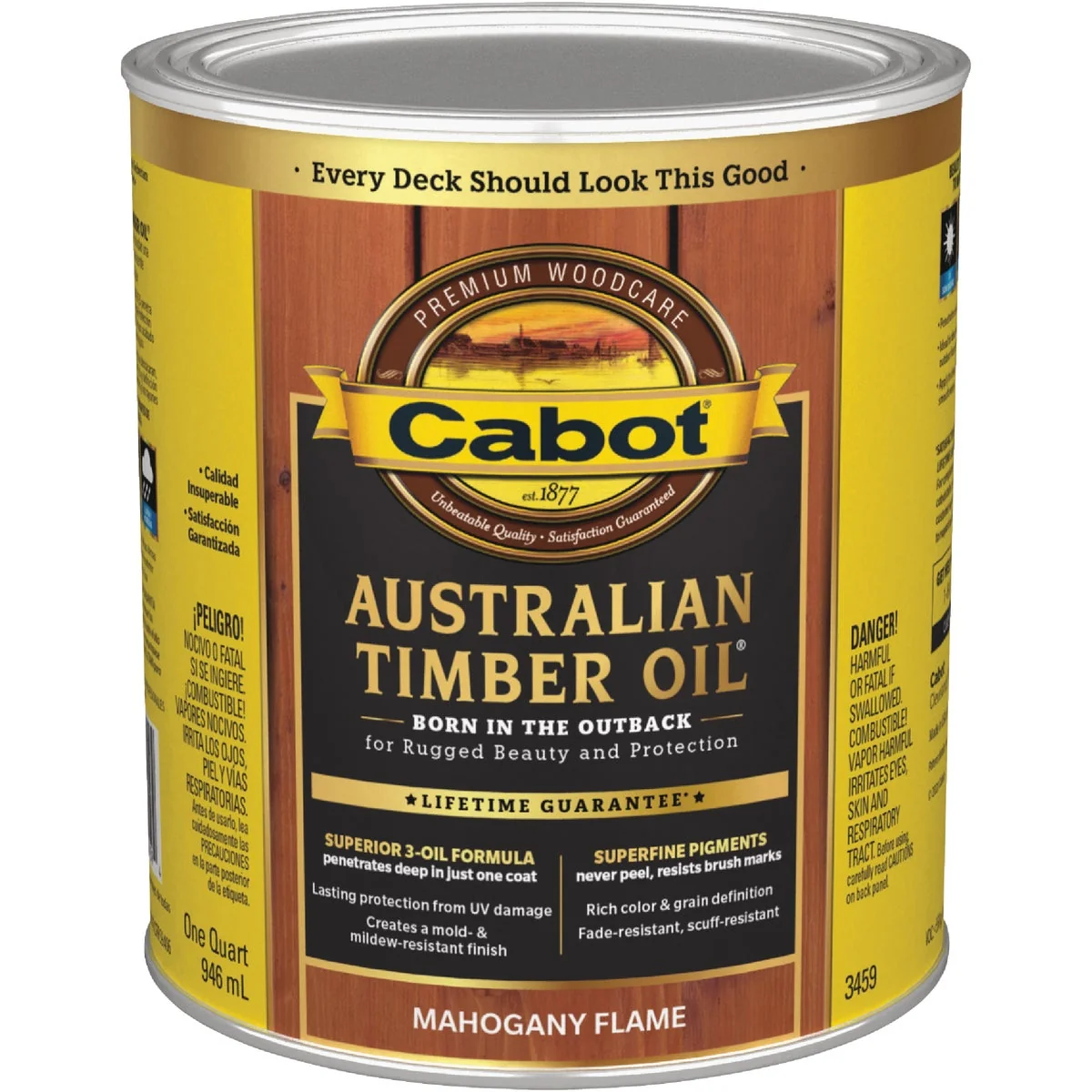 Artisan Cabot Australian Timber Oil Translucent Exterior Oil Finish Mahogany Flame 1 Qt. Premium Material