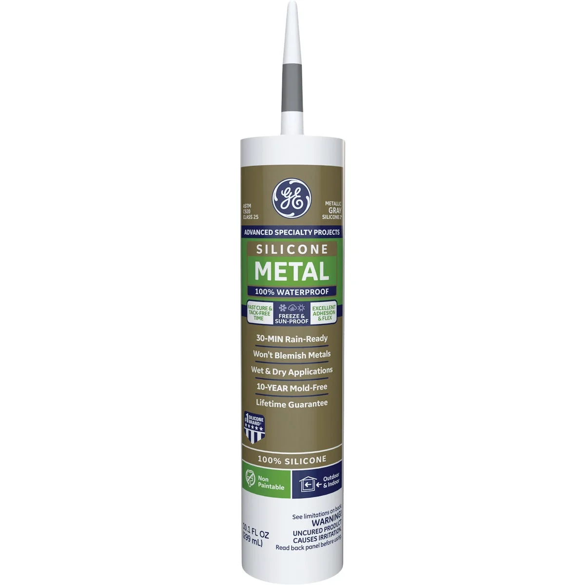 Unique GE Metal Silicone 2 Sealant Metallic Grey 10.1oz Elegant