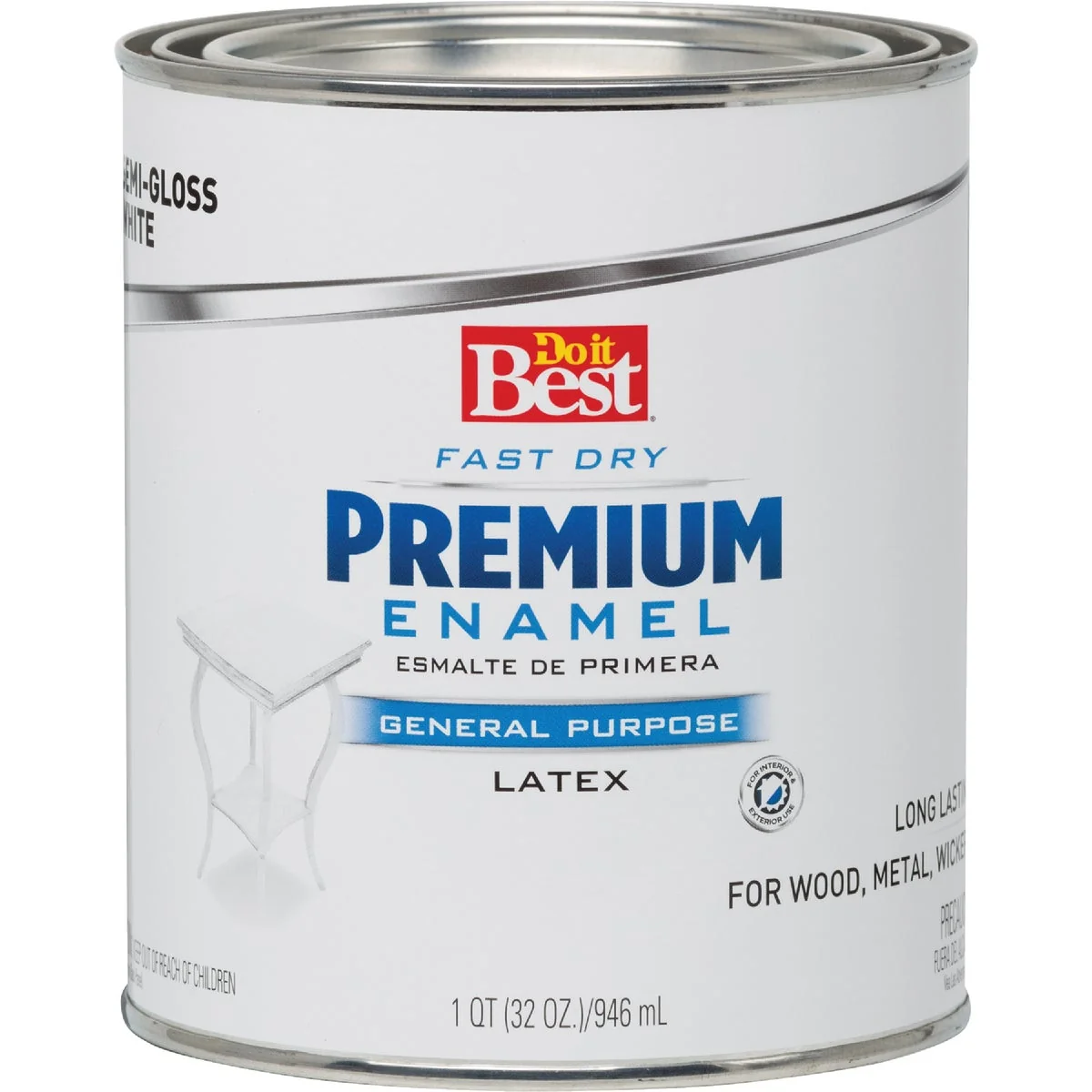 Contemporary Do it Fast Dry Acrylic Latex Semi-Gloss Premium Enamel White 1 Qt. Prestigious