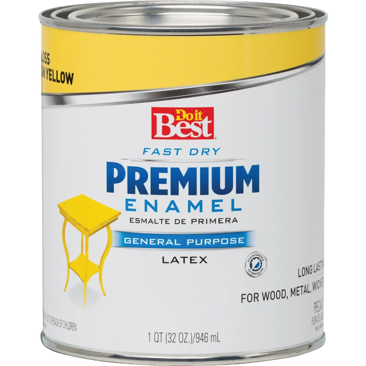 Exclusive Do it Fast Dry Acrylic Latex Gloss Premium Enamel Sun Yellow 1 Qt. Efficient