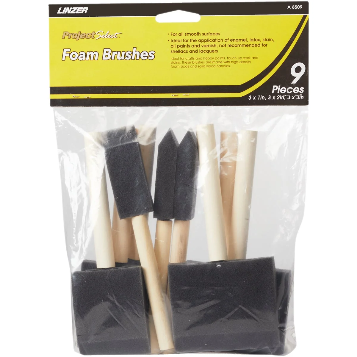 Superior Linzer Project Select High Density Closed Foam Brush Set 9-Pack Unique