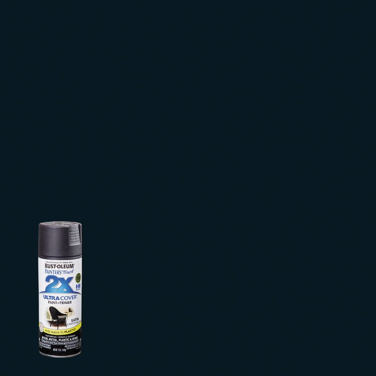 Eco-Friendly Rust-Oleum Painter’s Touch 2X Ultra Cover 12 Oz. Satin Paint Primer Spray Paint Canyon Black Long-Lasting