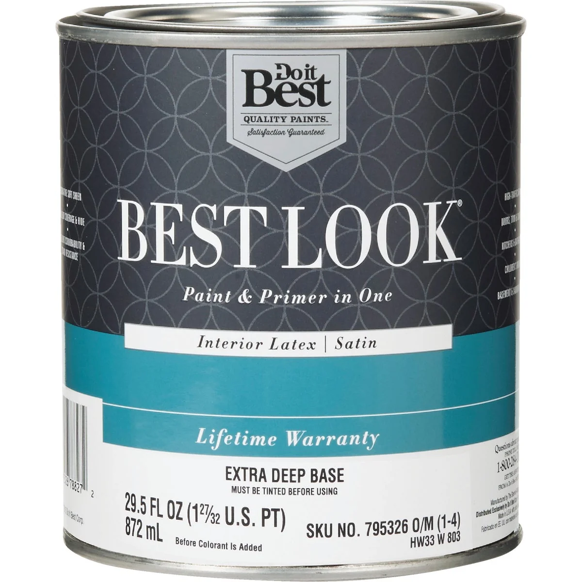Easy-to-Use Look Latex Paint Primer In One Satin Interior Wall Paint Extra Deep Base 1 Qt. Next-Generation