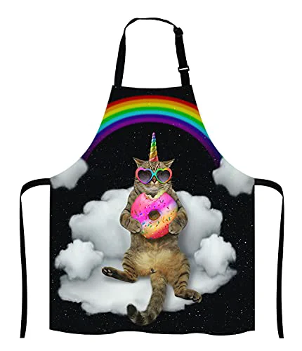 Contemporary Unicorn Cat Adjustable Bib Apron Authentic