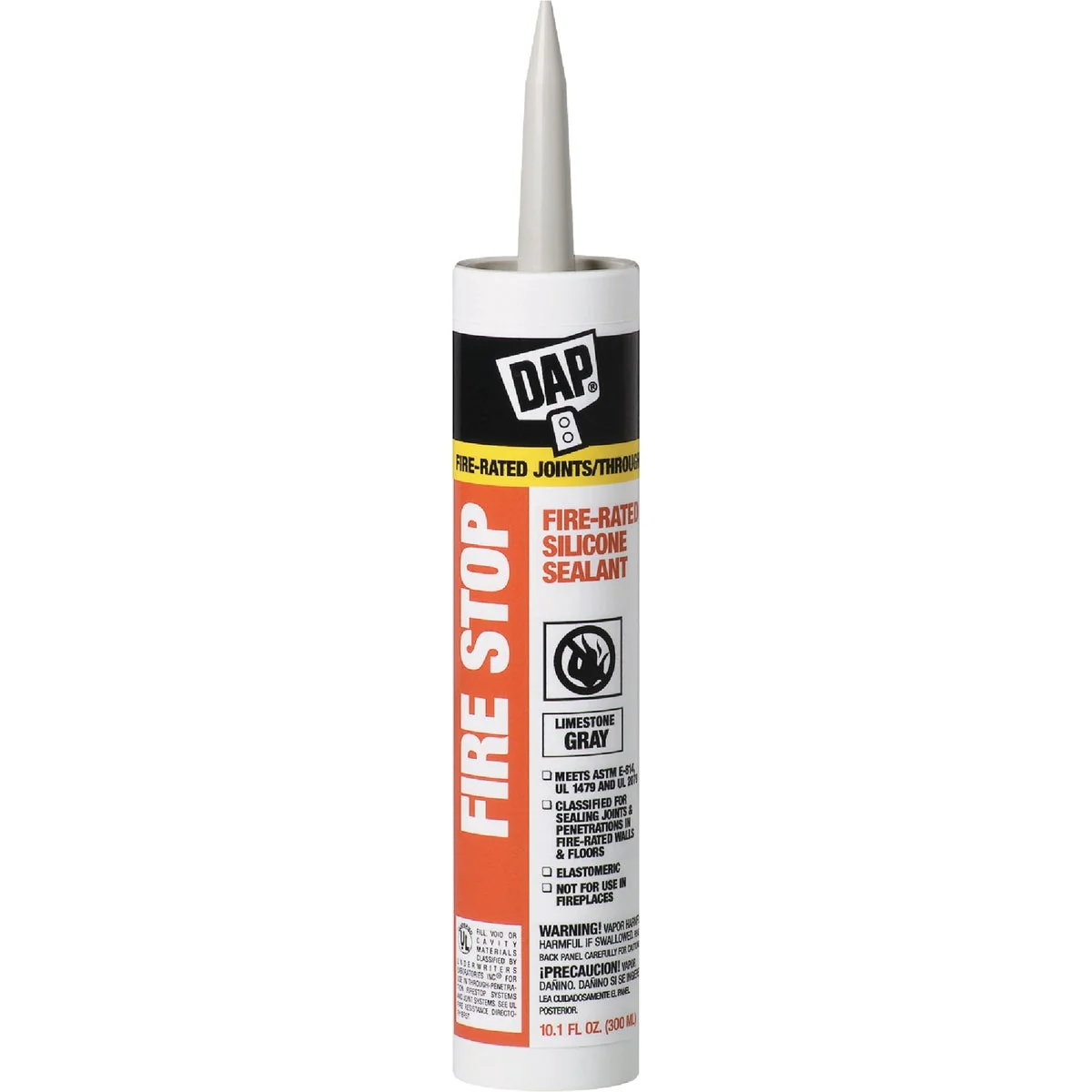Premium Material DAP 10.1 Oz. Fire Stop Fire-Rated Sealant Limestone Gray High-Quality
