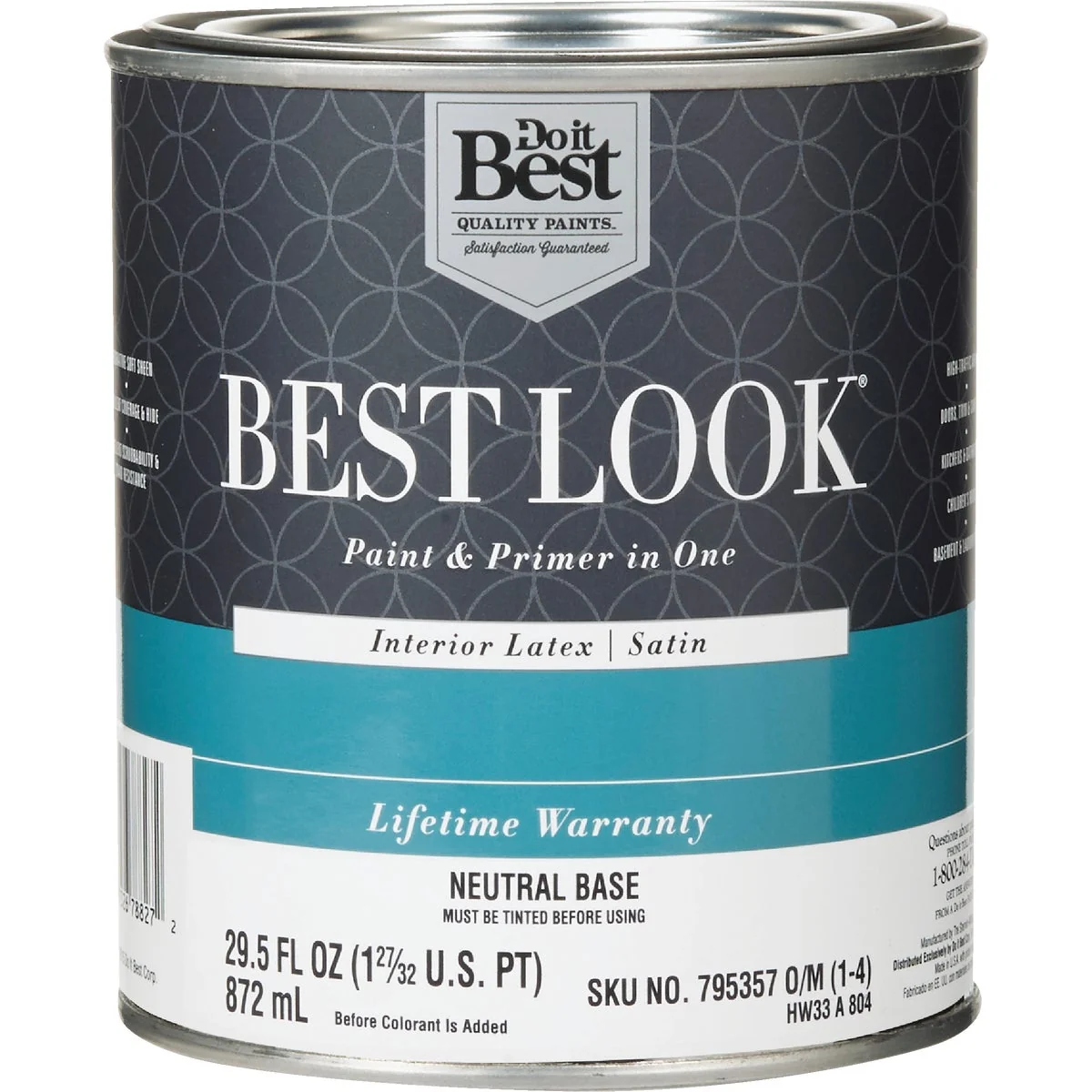 Reusable Look Latex Paint Primer In One Satin Interior Wall Paint Neutral Base 1 Qt. Healthy