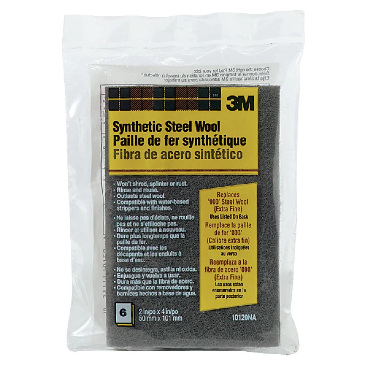 Authentic 3M 000 Synthetic Steel Wool 6 Pack Green