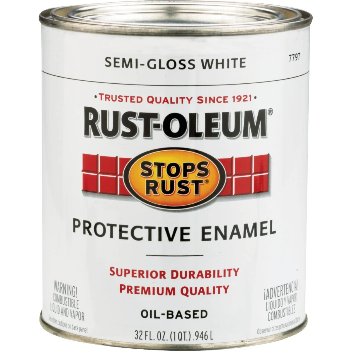 Clean Rust-Oleum Stops Rust Oil Based Semi-Gloss Protective Rust Control Enamel White 1 Qt. Contemporary
