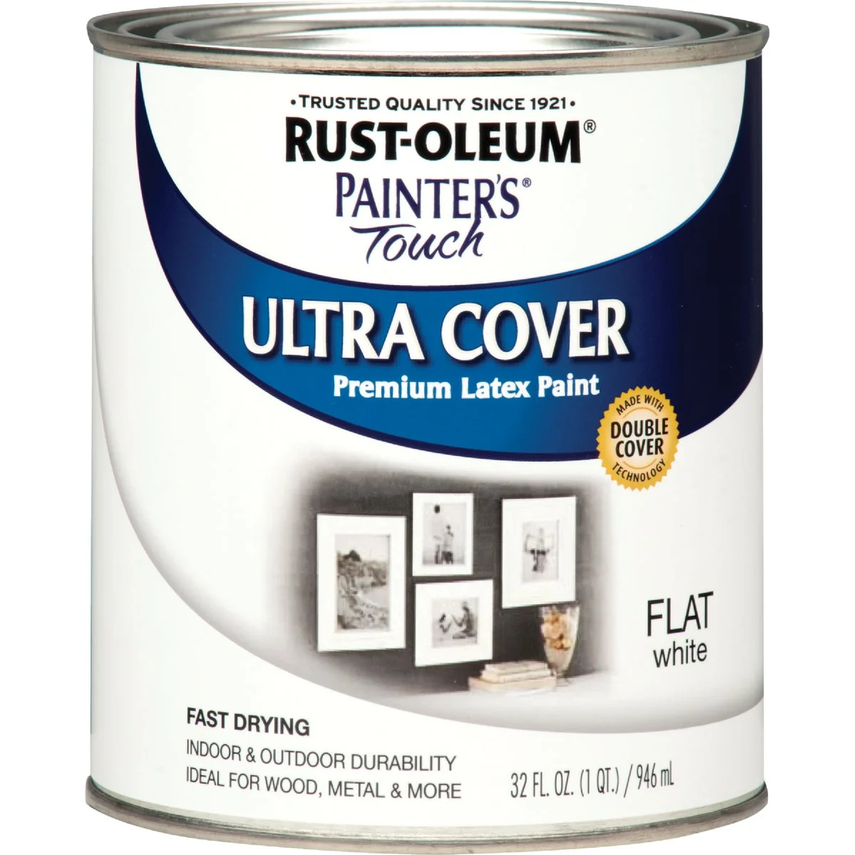 Effective Rust-Oleum Painter’s Touch 2X Ultra Cover Premium Latex Paint Flat White 1 Qt. Fine