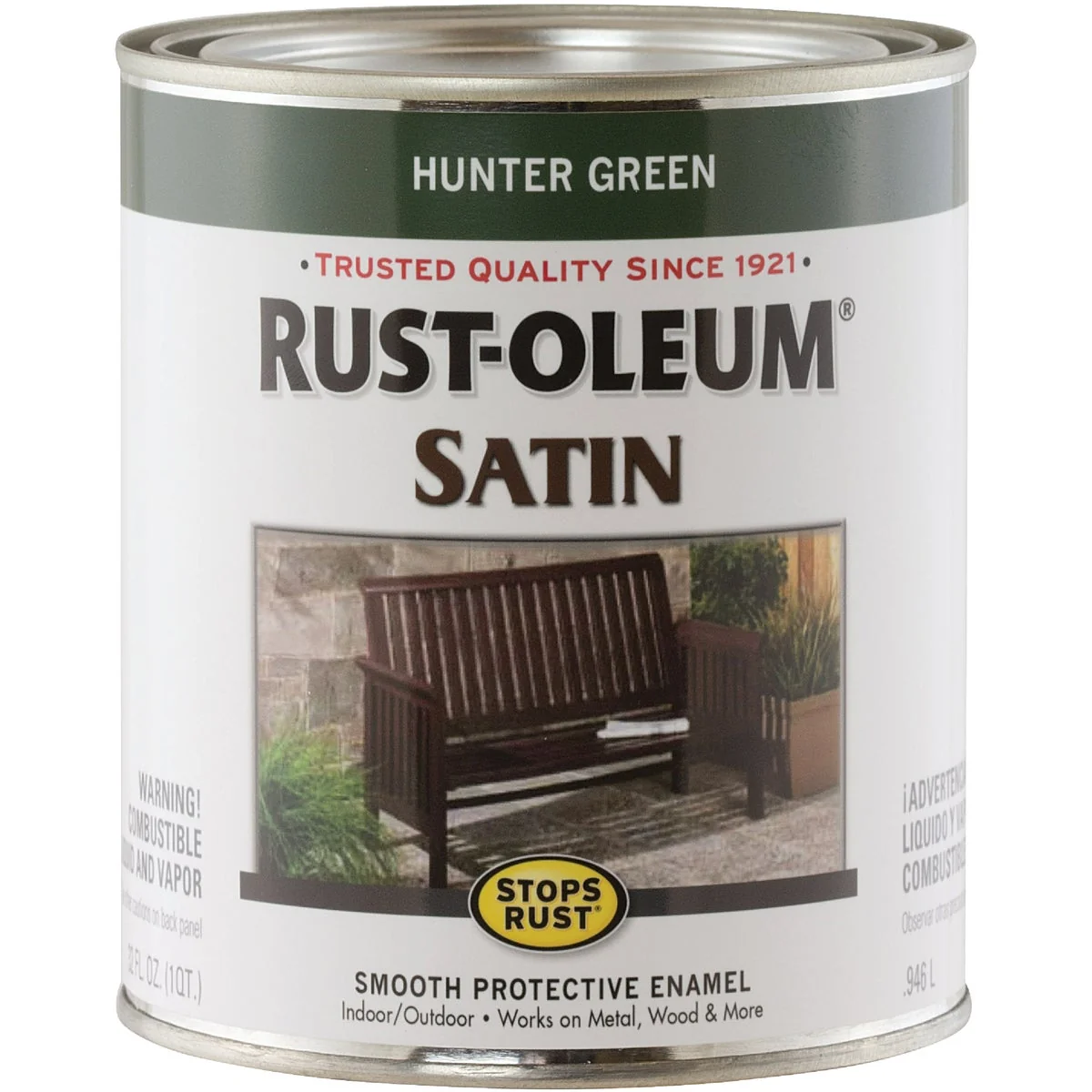 Prestigious Rust-Oleum Stops Rust Oil Based Satin Protective Rust Control Enamel Hunter Green 1 Qt.