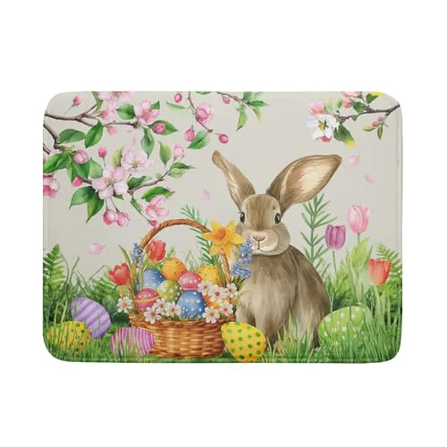 Smooth Easter Bunny Colorful Eggs Dish Drying Mat for Kitchen Counter Dependable