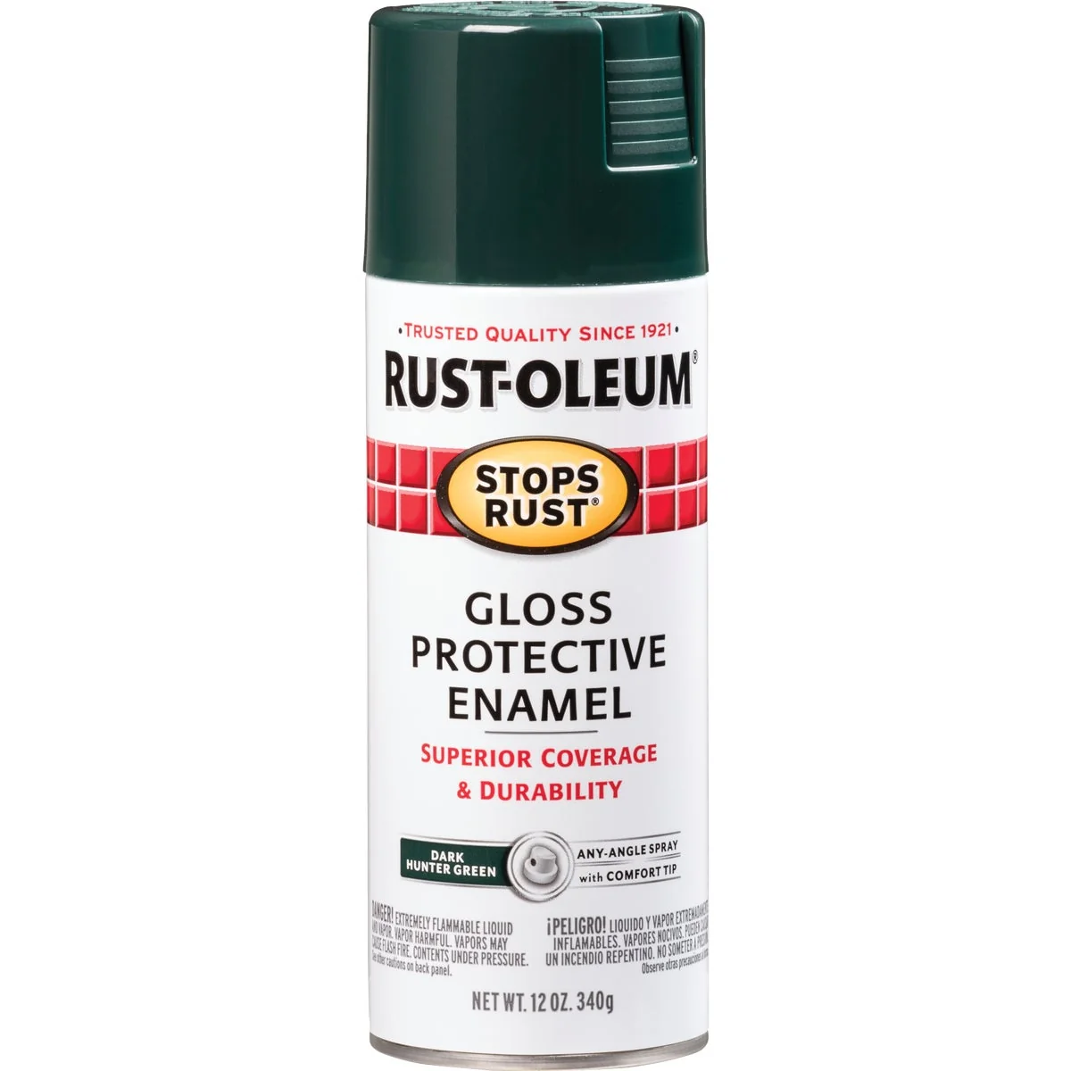 Reliable Rust-Oleum Stops Rust Dark Hunter Green Gloss 12 Oz. Anti-Rust Spray Paint Certified