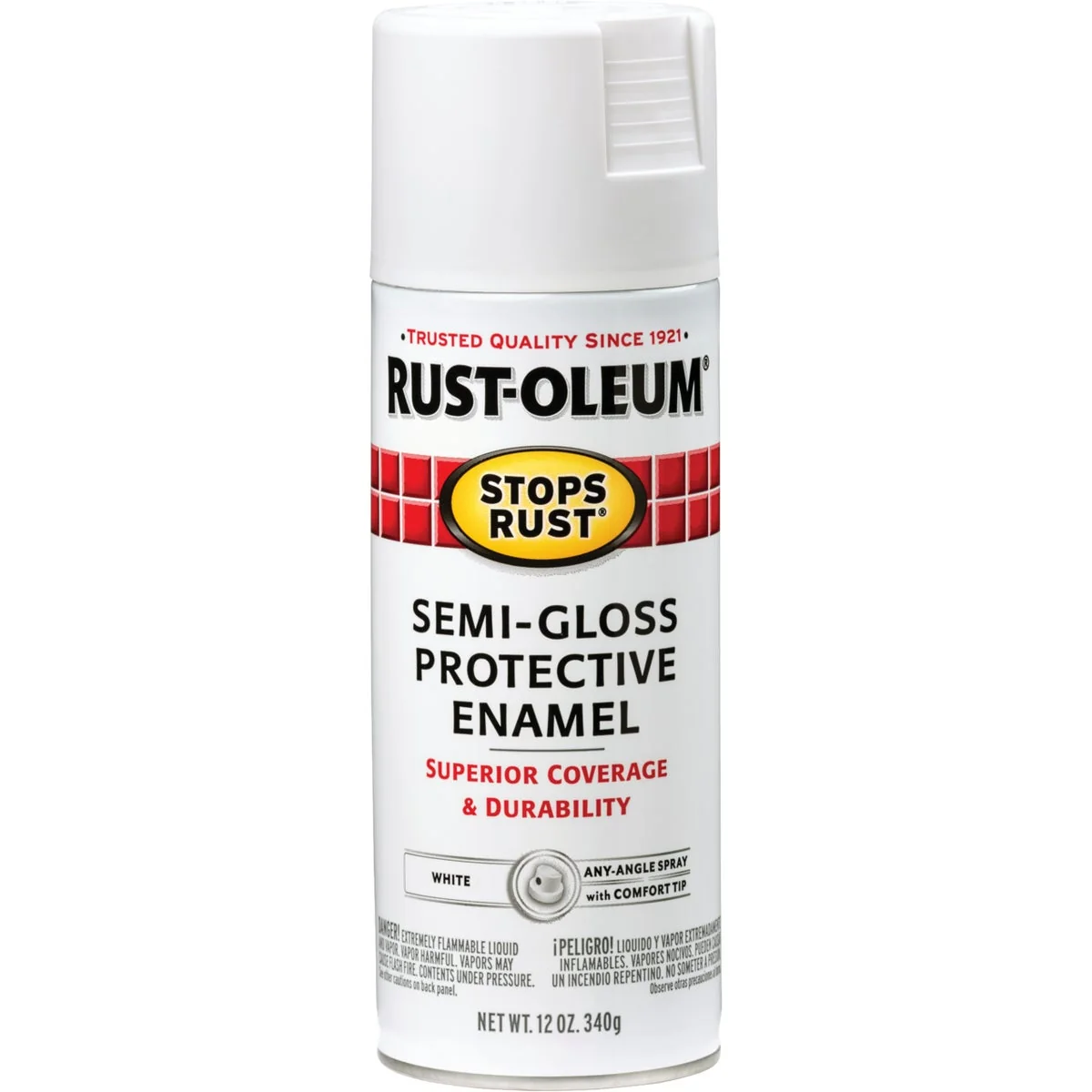 Official Rust-Oleum Stops Rust Semi-Gloss White 12 Oz. Anti-Rust Spray Paint Versatile