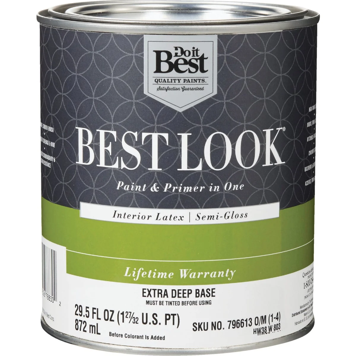 Safe Look Latex Paint Primer In One Semi-Gloss Interior Wall Paint Extra Deep Base 1 Qt. Proven