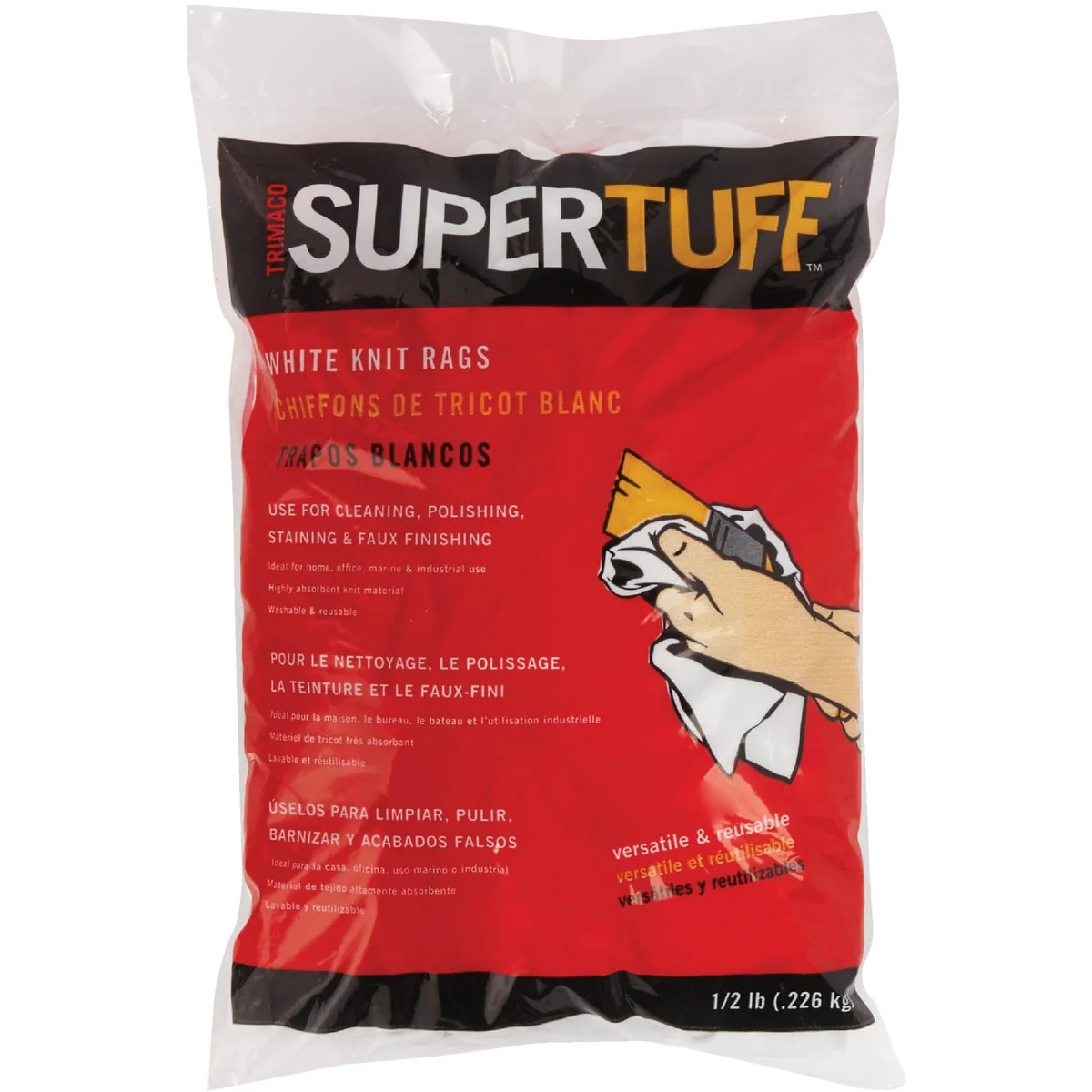 Secure Trimaco SuperTuff 8 Oz. White Knit Staining Rags Prestigious