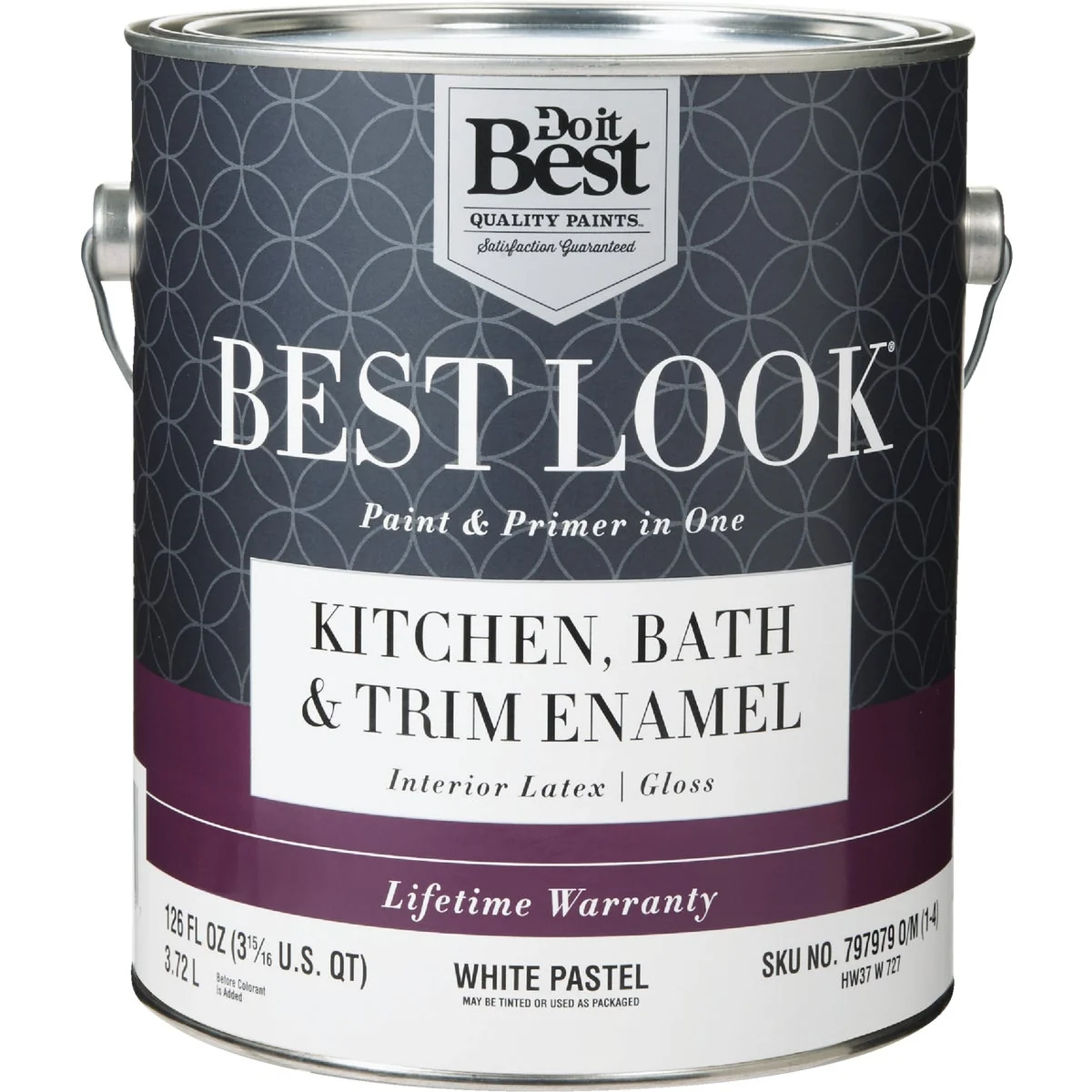 Functional Look Latex Paint Primer In One Kitchen Bath Trim Enamel Gloss Interior Wall Paint White-Pastel Base 1 Gal. Elegant