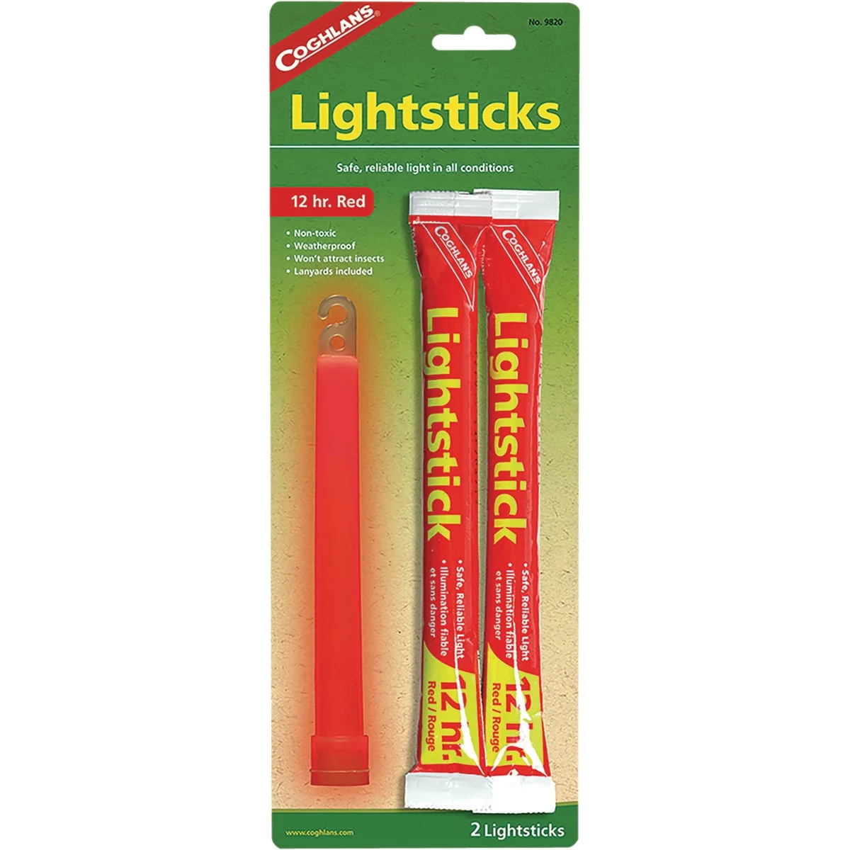 Convenient Coghlans Red Lightsticks 2-Pack Durable