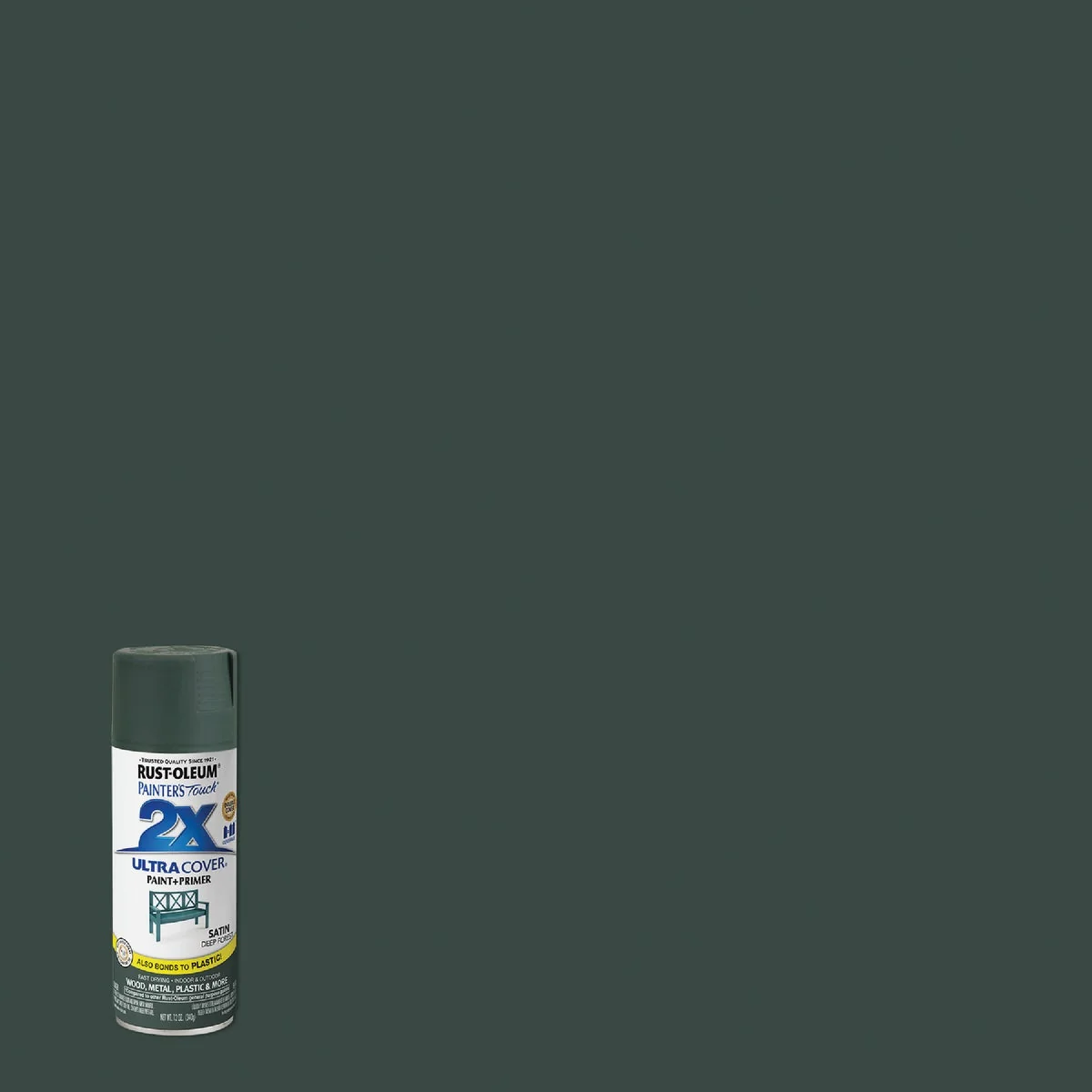 Powerful Rust-Oleum Painter’s Touch 2X Ultra Cover 12 Oz. Deep Forest Satin Spray Paint Long-Lasting