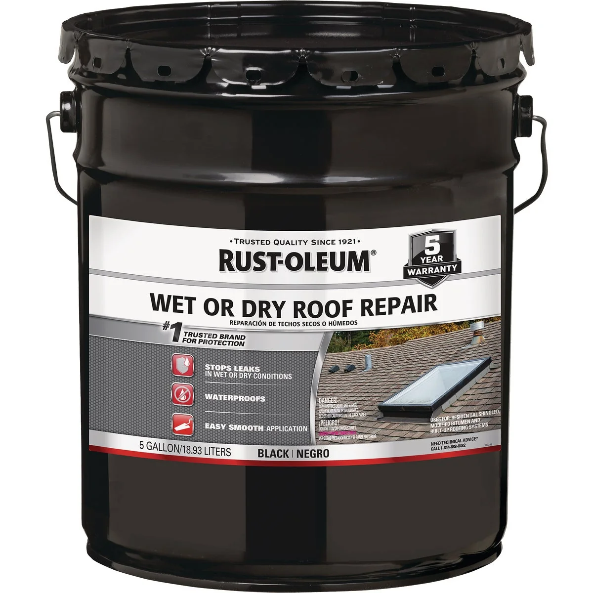 World-Class Rust-Oleum 5 Gal. Black Wet or Dry Roof Repair Secure