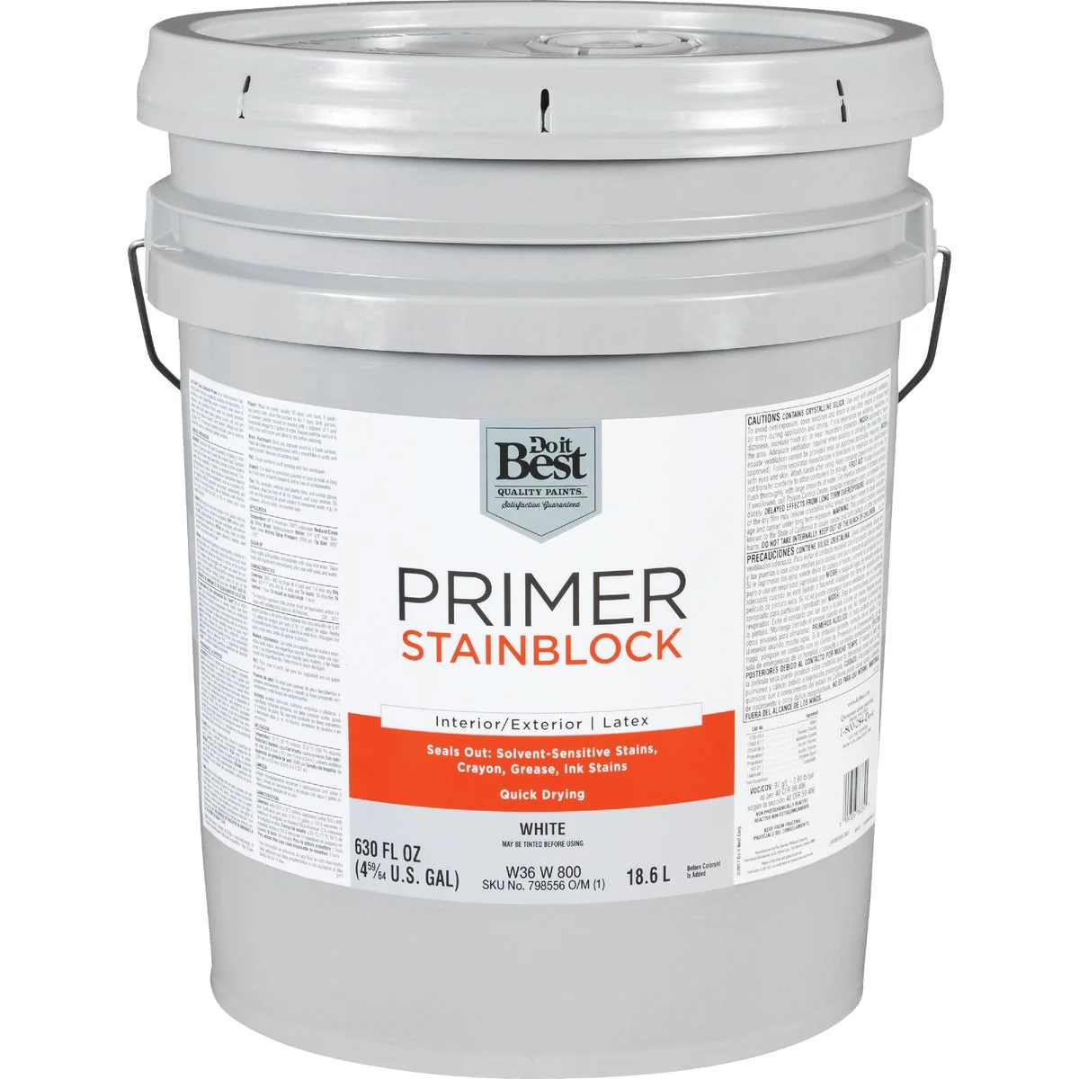 High-Quality Do it Latex Interior Exterior Stain Blocking Primer White 5 Gal. Safe