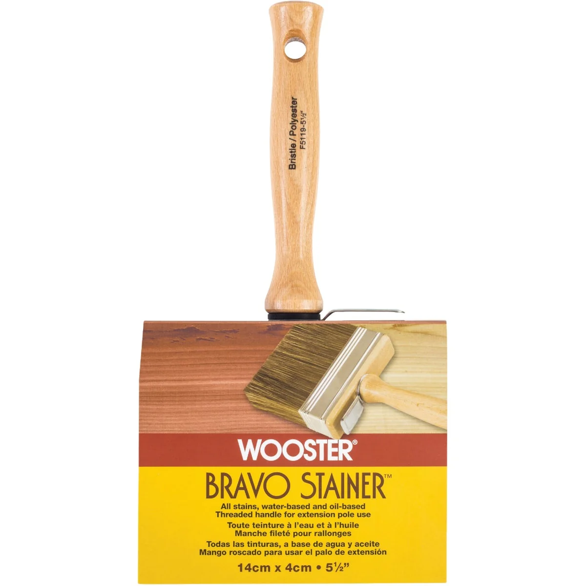 Lightweight Wooster Bravo Stainer 5-1 2 In. Bristle Brush Natural