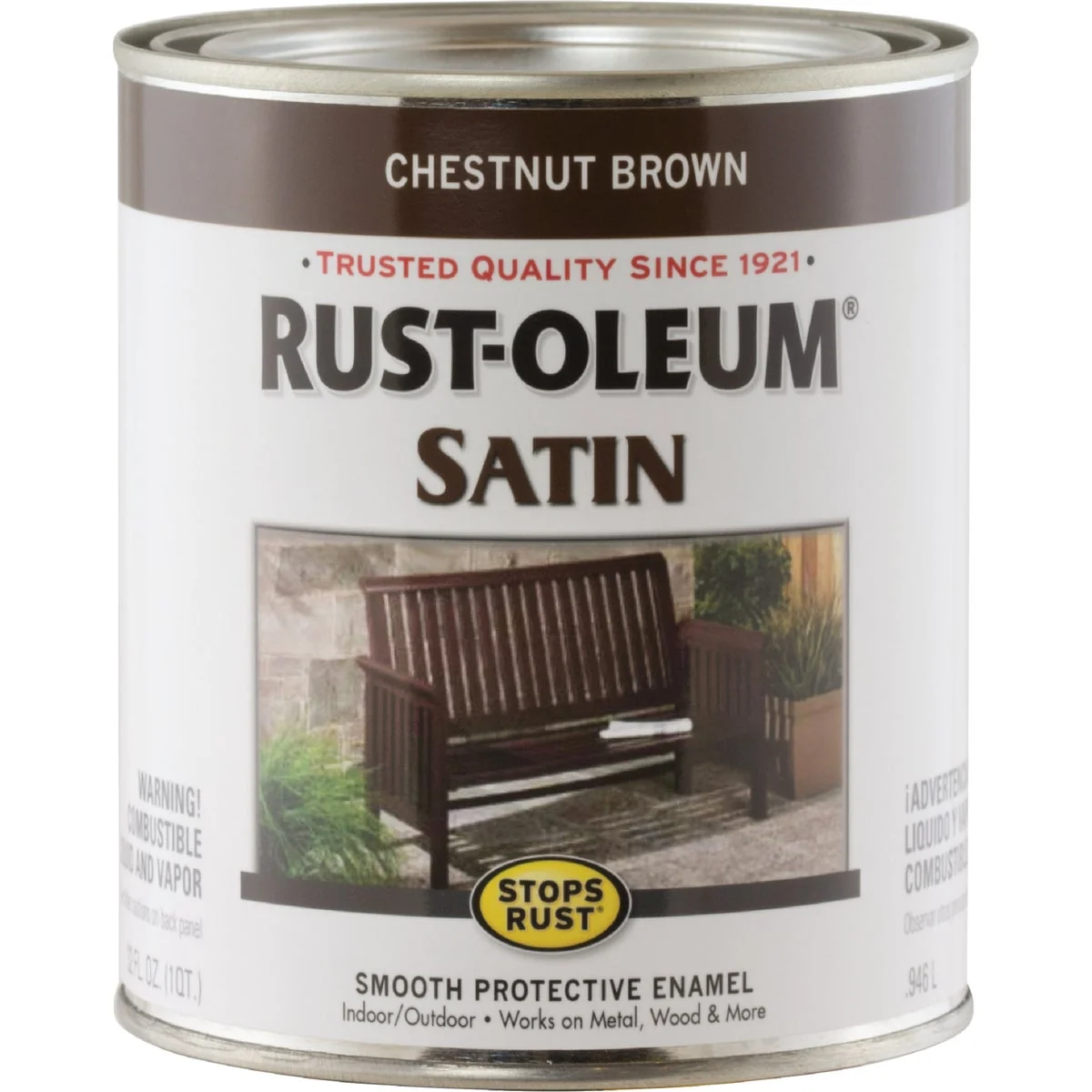World-Class Rust-Oleum Stops Rust Oil Based Satin Protective Rust Control Enamel Chestnut Brown 1 Qt. Elite