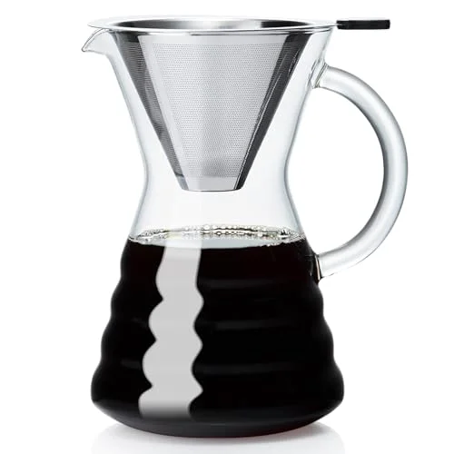Clean Pour Over Coffee Maker with Permanent Stainless Filter 40 fl oz 40 Fl Oz Official