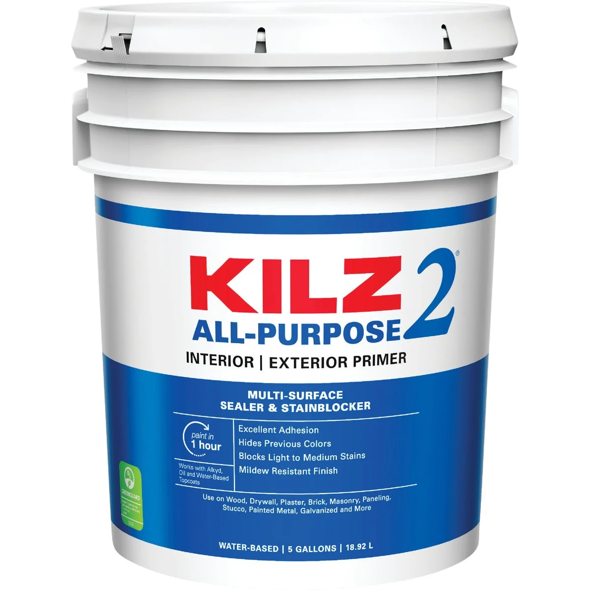 World-Class KILZ 2 Latex Interior Exterior Sealer Stain Blocking Primer White 5 Gal. Stylish