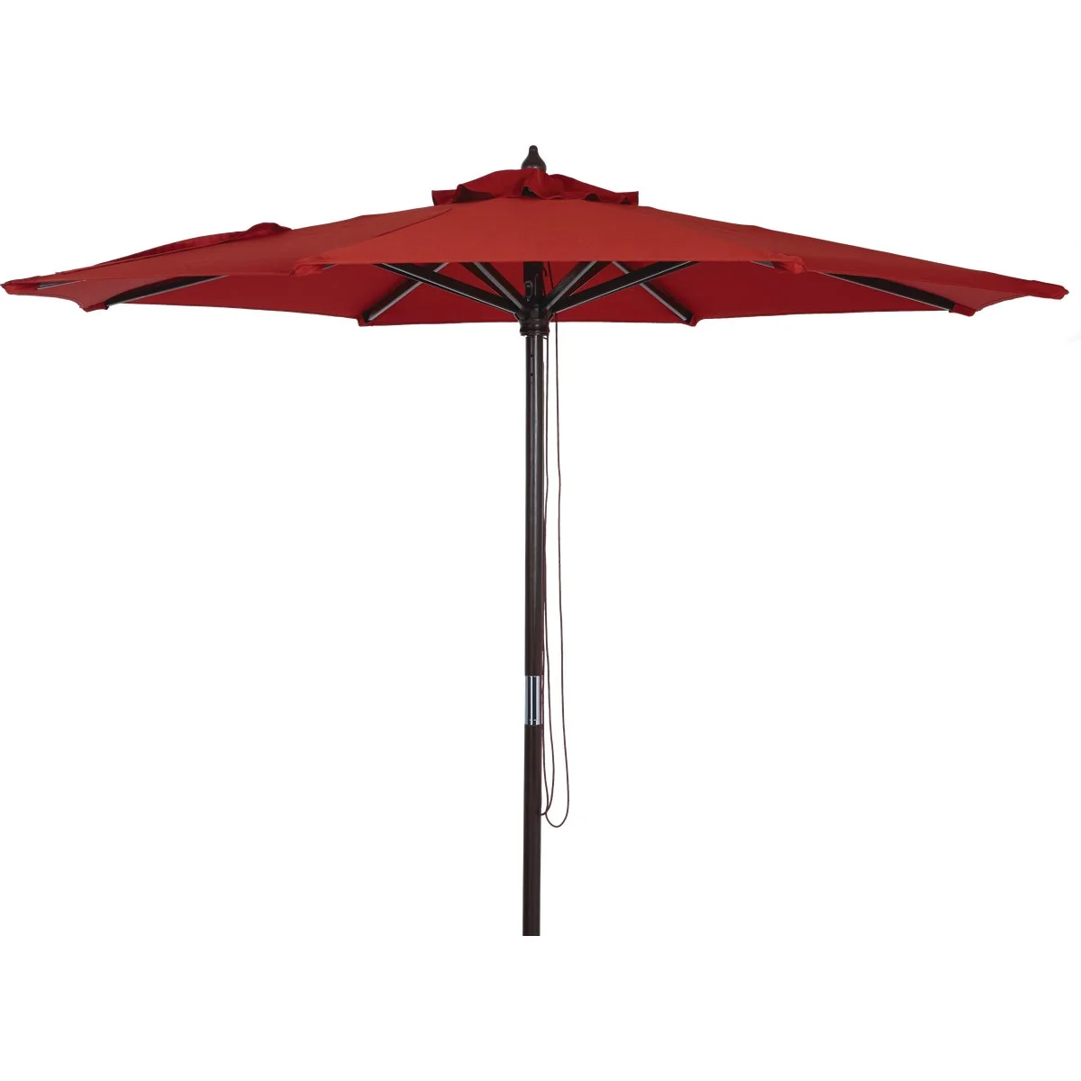Expertly Made Outdoor Expressions 9 Ft. Pulley Crimson Red Market Patio Umbrella with Chrome Plated Hardware Professional