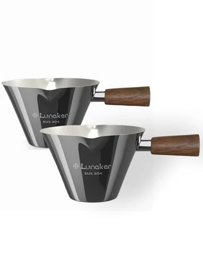 Modern 4oz Metal Espresso Shot Cups with Wooden Handle 2 Count Excellent
