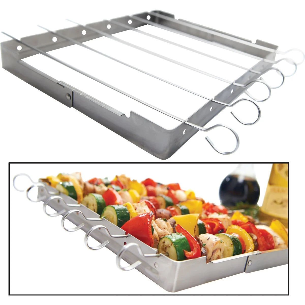 Superior GrillPro Stainless Steel Kebab Grill Rack with Skewers Smooth