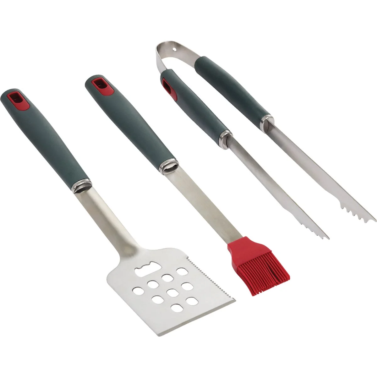 Exclusive GrillPro Resin Handle Stainless Steel 3-Piece BBQ Tool Set Recyclable