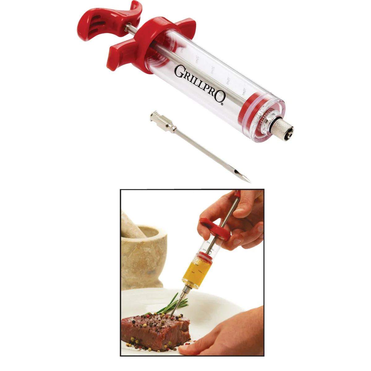 Specialty GrillPro Stainless Steel 10 In. Marinade Meat Injector Green