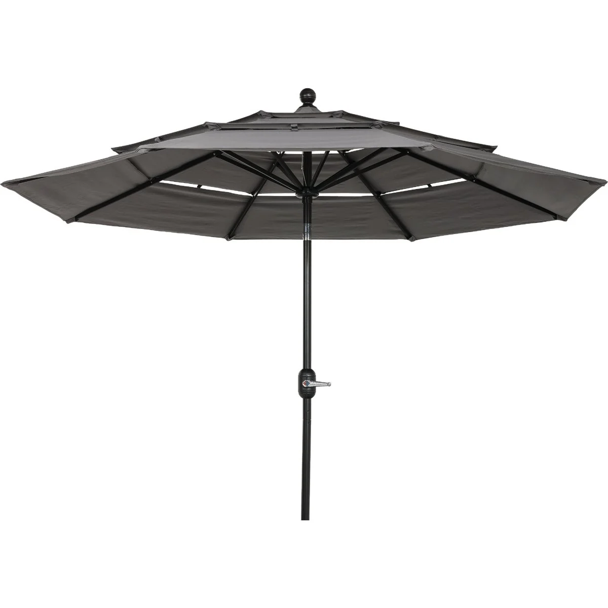 Convenient Outdoor Expressions 9 Ft. 3-Tier Tilt Crank Smoke Gray Patio Umbrella Long-Lasting