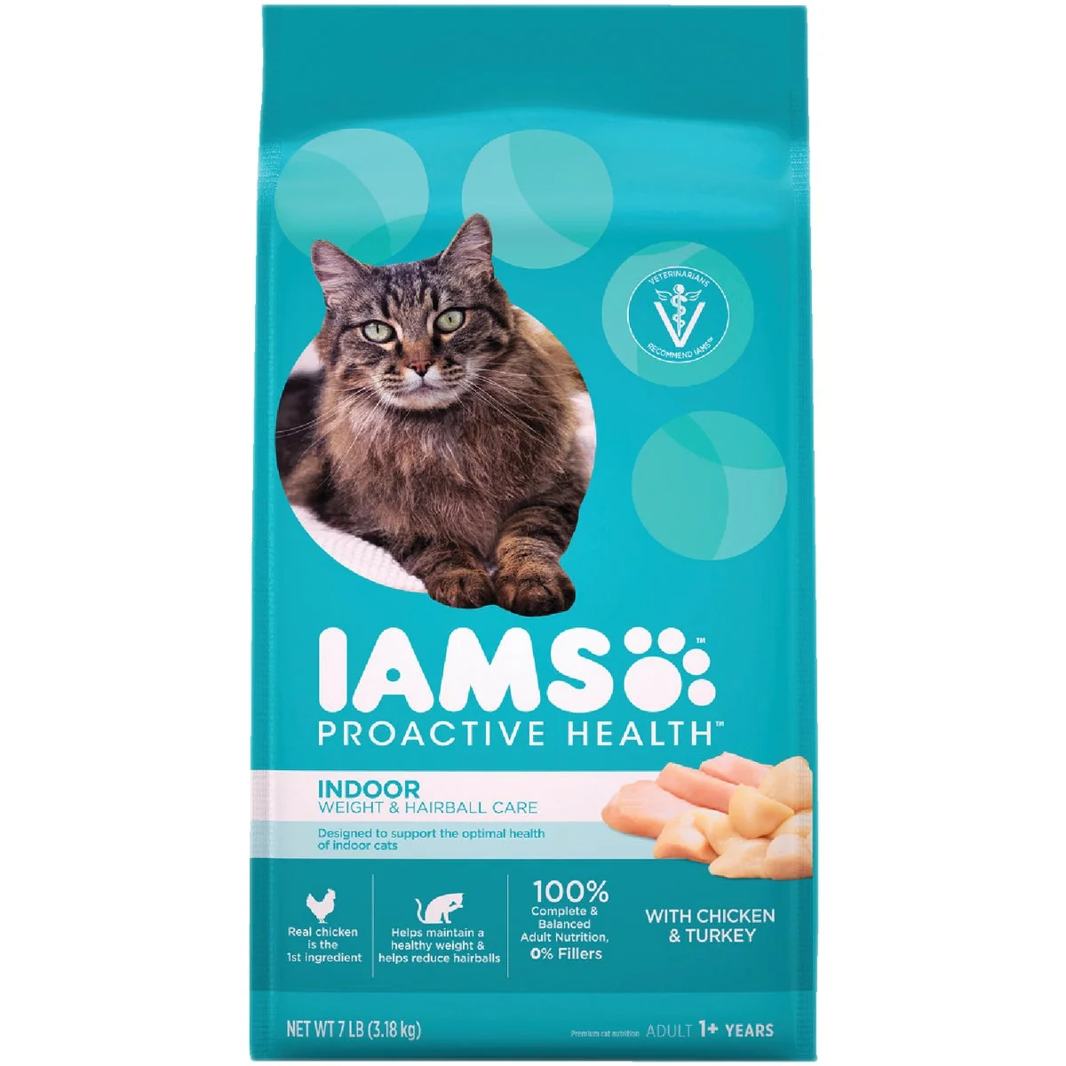 Specialty Iams Proactive Health Weight Hairball Care 7 Lb. Chicken Turkey Flavor Adult Dry Cat Food Soft