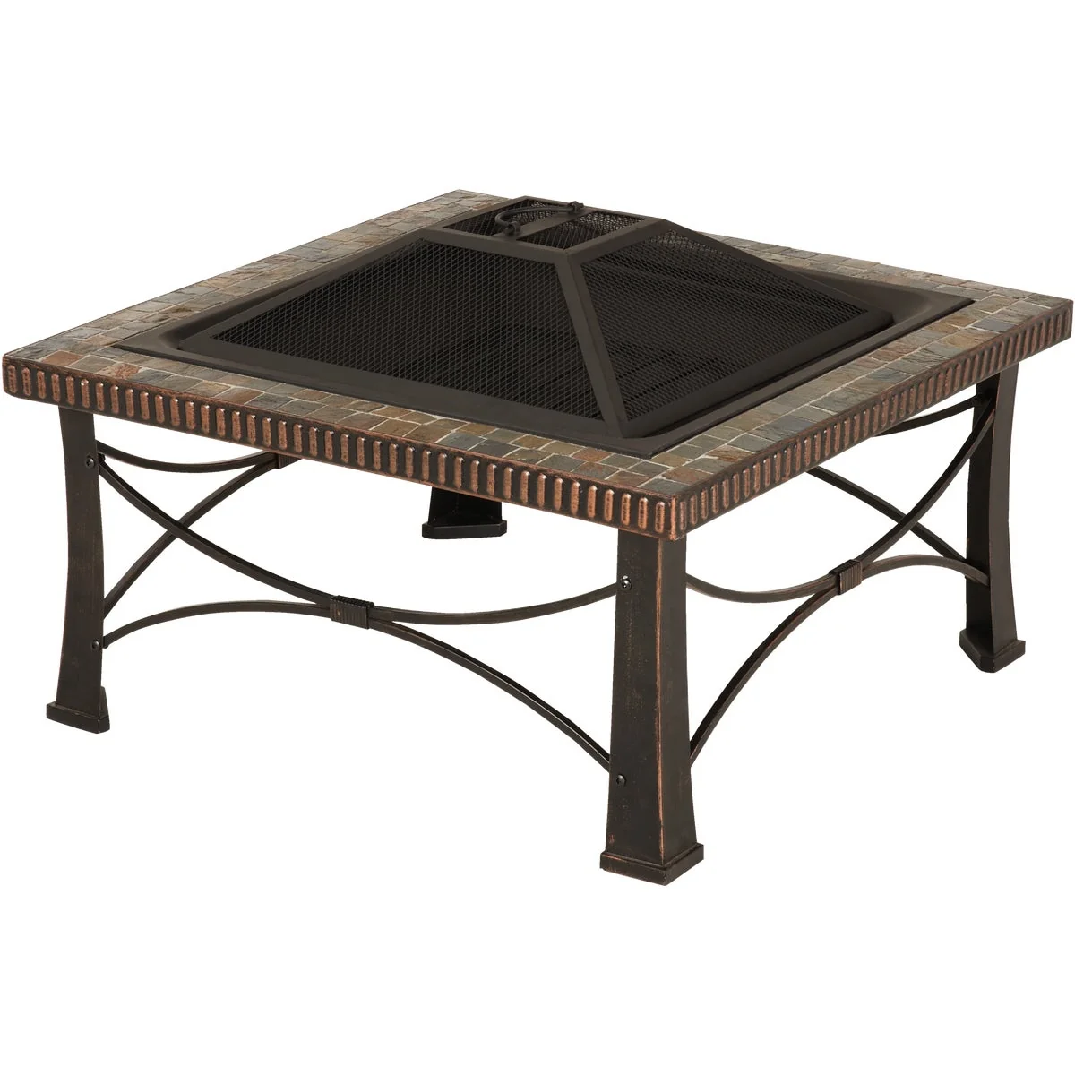 Advanced Outdoor Expressions 30 In. Slate Square Steel Fire Pit Dependable