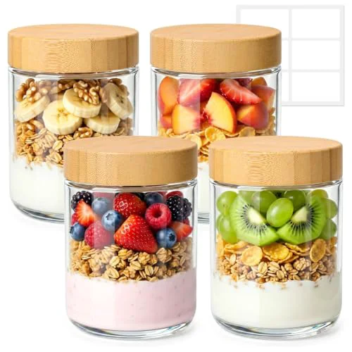 Lightweight Overnight Oats Containers with Lids 16 oz 4 Count Comfortable