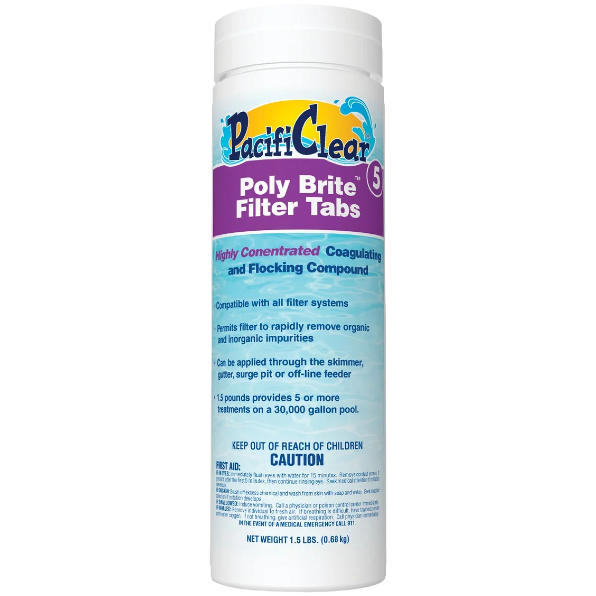Powerful PacifiClear Poly Brite 1.5 Lb. Filter Clarifier Tablet Enhanced