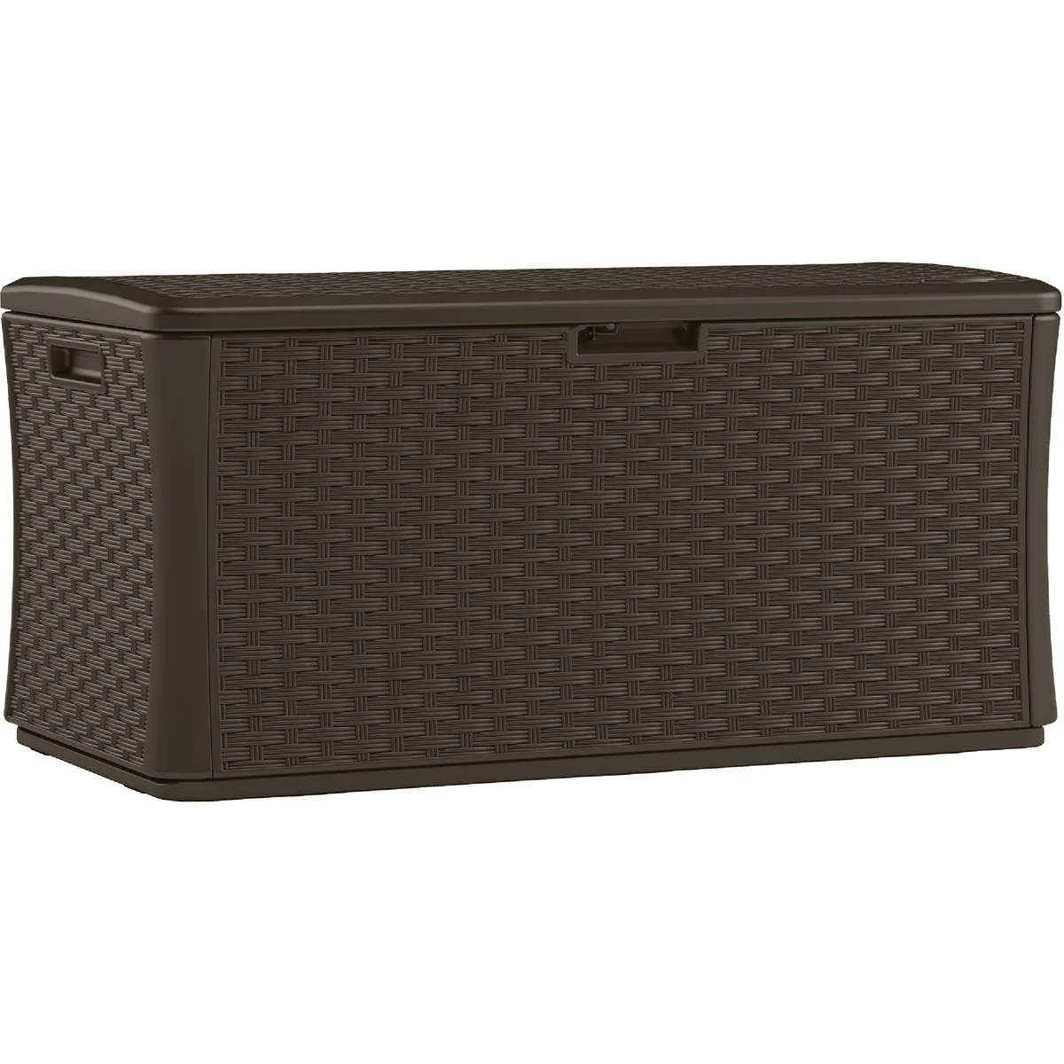 Green Suncast 134 Gal. Resin Wicker Brown Lockable Deck Box Sophisticated