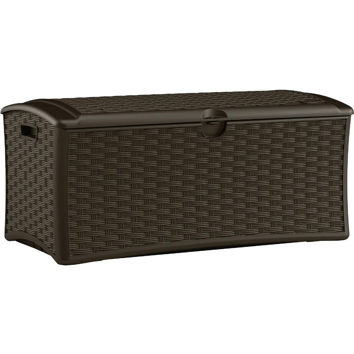 Solid Suncast 72 Gal. Resin Wicker Brown Deck Box Comfortable