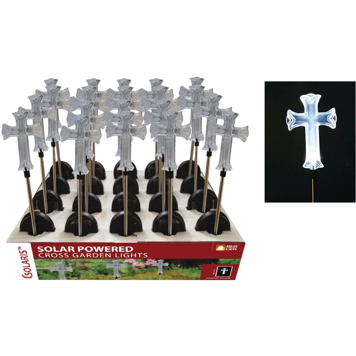 Authentic Solaris Acrylic Cross 34 In. H. Solar Stake Light Lawn Ornament Reusable
