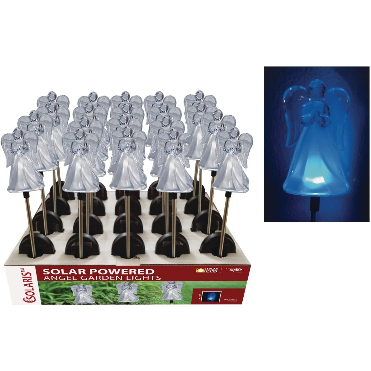 Traditional Solaris Acrylic Angel 35 In. H. Solar Stake Light Lawn Ornament Natural