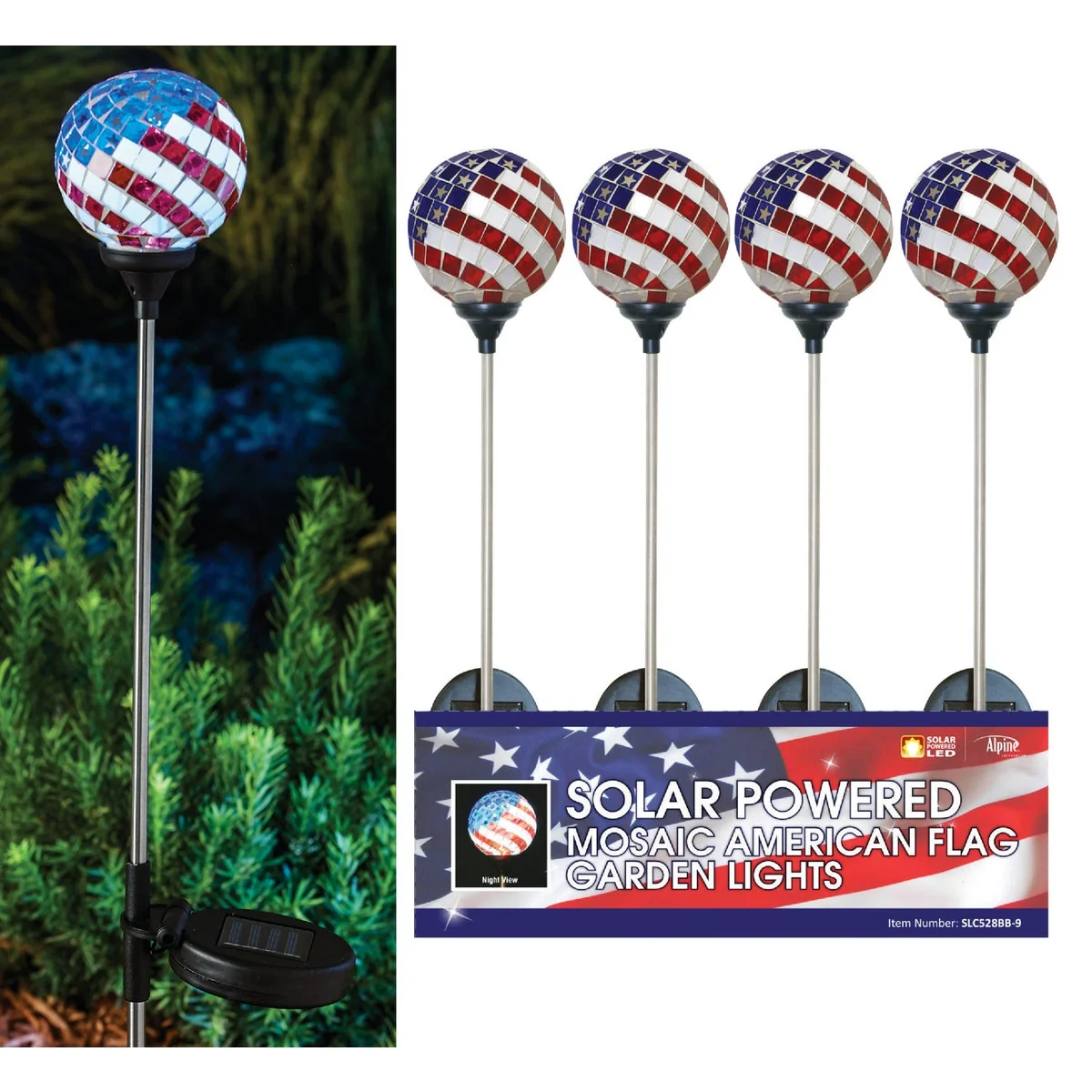 Detailed Solaris Americana Glass Globe 33 In. H. Solar Stake Light Optimized