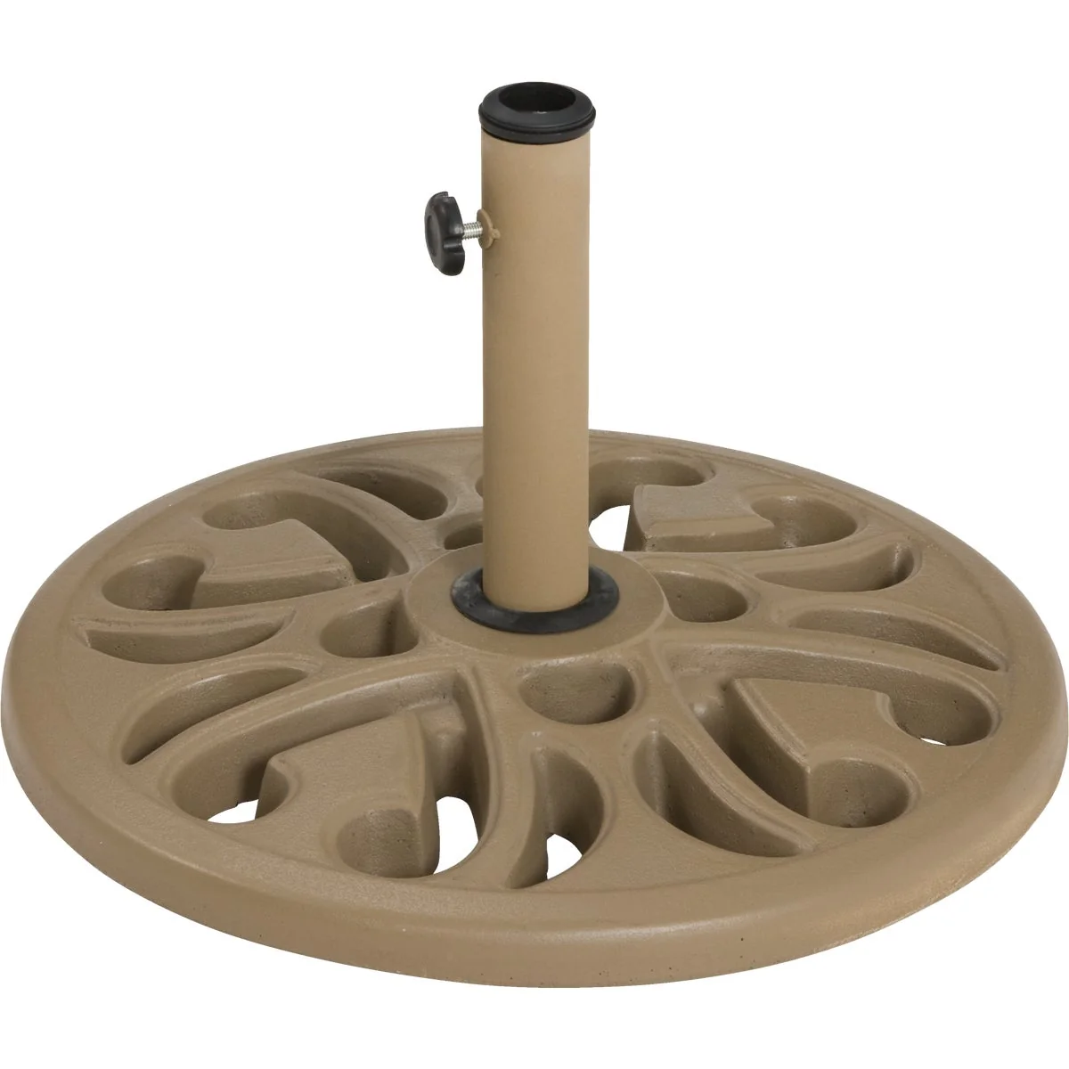 Eco-Friendly Outdoor Expressions 20 In. Round Tan Polyresin Umbrella Base Responsible