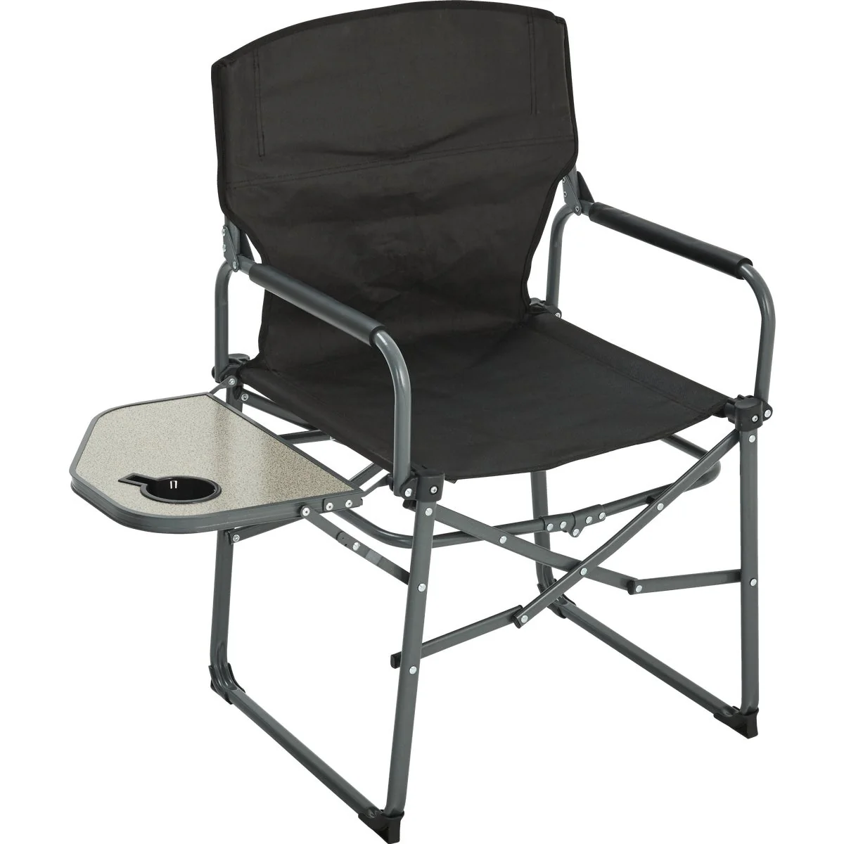 Premium Outdoor Expressions Black Polyester Director Camp Folding Chair with Side Table Verified