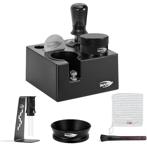 Eco-Friendly 8-IN-1 51MM Espresso Tool Set Coffee Tamper Distributor Kit with Magnetic Funnel Puck Screen Tamper Station WDT Tool Cleaning Brush Towel for Home Barista Contemporary