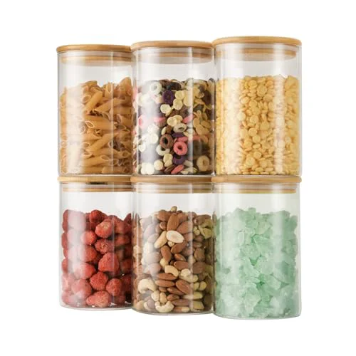 Verified 32oz 1Qt Round Glass Storage Containers with Lids 6 6 Count Easy-to-Use