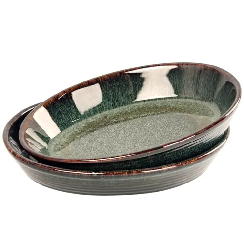 Verified Oval 9.5 x 7 Inch Ceramic Pie Pan Quiche Baking Dish Set of 2 2 Count Quality